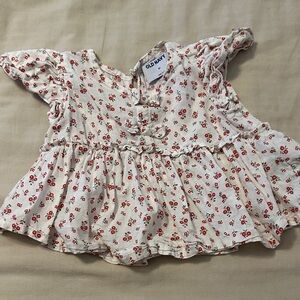 Old Navy Kids Floral Blouse - Cream and Red